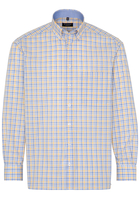 ETERNA LANGE MOUW OVERHEMD COMFORT FIT POPELINE LICHTBLAUW / GEEL