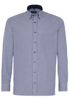 ETERNA LANGE MOUW OVERHEMD COMFORT FIT POPELINE NAVY / WIT GERUIT