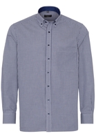 ETERNA LANGE MOUW OVERHEMD COMFORT FIT POPELINE NAVY / WIT GERUIT
