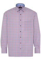 ETERNA LANGE MOUW OVERHEMD COMFORT FIT POPELINE ROOD / BLAUW GERUIT
