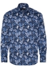 ETERNA LANGE MOUW OVERHEMD COMFORT FIT SATIJNBINDING BLAUW PRINT