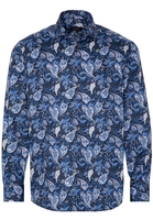 ETERNA LANGE MOUW OVERHEMD COMFORT FIT SATIJNBINDING BLAUW PRINT