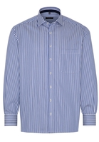 ETERNA LANGE MOUW OVERHEMD COMFORT FIT SATIJNBINDING BLAUW/WIT