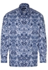 ETERNA LANGE MOUW OVERHEMD COMFORT FIT SATIJNBINDING BLAUW/WIT PRINT