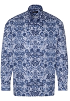 ETERNA LANGE MOUW OVERHEMD COMFORT FIT SATIJNBINDING BLAUW/WIT PRINT