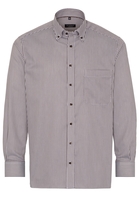ETERNA LANGE MOUW OVERHEMD COMFORT FIT SATIJNBINDING BRUIN/WIT