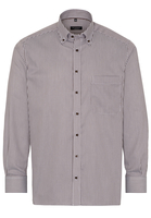 ETERNA LANGE MOUW OVERHEMD COMFORT FIT SATIJNBINDING BRUIN/WIT