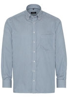 ETERNA LANGE MOUW OVERHEMD COMFORT FIT SATIJNBINDING GROEN/WIT