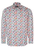 ETERNA LANGE MOUW OVERHEMD COMFORT FIT SATIJNBINDING KLEURRIJK PRINT