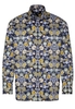 ETERNA LANGE MOUW OVERHEMD COMFORT FIT SATIJNBINDING MARINE / GEEL