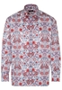 ETERNA LANGE MOUW OVERHEMD COMFORT FIT SATIJNBINDING WIT/ROOD PRINT