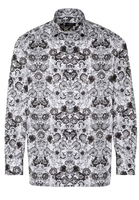 ETERNA LANGE MOUW OVERHEMD COMFORT FIT SATIJNBINDING ZWART/WIT PRINT