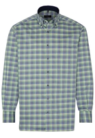 ETERNA LANGE MOUW OVERHEMD COMFORT FIT TWILL GROEN/BLAUW GERUIT