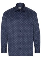 ETERNA LANGE MOUW OVERHEMD COMFORT FIT TWILL MARINEBLAU PRINT