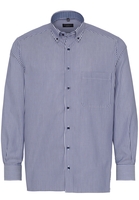 ETERNA LANGE MOUW OVERHEMD COMFORT FIT TWILL MARINEBLAUW GESTREEPT