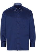 ETERNA LANGE MOUW OVERHEMD COMFORT FIT TWILL MARINEBLAUW MET RELIËF