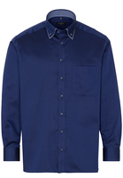ETERNA LANGE MOUW OVERHEMD COMFORT FIT TWILL MARINEBLAUW MET RELIËF