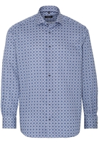 ETERNA LANGE MOUW OVERHEMD COMFORT FIT TWILL NAVY / LICHTBLAUW PRINT