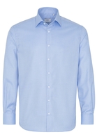 ETERNA LANGE MOUW OVERHEMD MODERN FIT BLAUW MET RELIËF