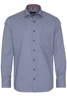 ETERNA LANGE MOUW OVERHEMD MODERN FIT JEANS BLAUW MET RELIËF