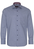 ETERNA LANGE MOUW OVERHEMD MODERN FIT JEANS BLAUW MET RELIËF