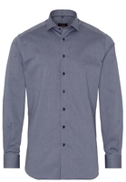 ETERNA LANGE MOUW OVERHEMD MODERN FIT MARINEBLAUW MET RELIËF