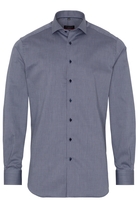 ETERNA LANGE MOUW OVERHEMD MODERN FIT MARINEBLAUW MET RELIËF