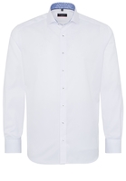 ETERNA LANGE MOUW OVERHEMD MODERN FIT COVER SHIRT TWILL WIT UNI