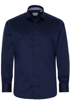 ETERNA LANGE MOUW OVERHEMD MODERN FIT GENTLE SHIRT TWILL MARINEBLAUW