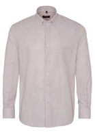 ETERNA LANGE MOUW OVERHEMD MODERN FIT OXFORD BEIGE / WIT GESTREEPT