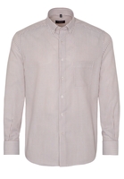 ETERNA LANGE MOUW OVERHEMD MODERN FIT OXFORD BEIGE / WIT GESTREEPT