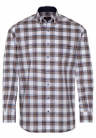 ETERNA LANGE MOUW OVERHEMD MODERN FIT OXFORD BLAU/GEEL GERUIT