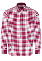 ETERNA LANGE MOUW OVERHEMD MODERN FIT OXFORD ROOD / WIT GERUIT