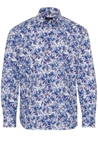ETERNA LANGE MOUW OVERHEMD MODERN FIT POPELINE BLAUW / WIT PRINT