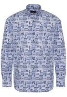 ETERNA LANGE MOUW OVERHEMD MODERN FIT POPELINE BLAUW PRINT