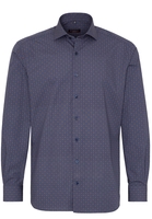 ETERNA LANGE MOUW OVERHEMD MODERN FIT POPELINE BRUIN / BLAUW PRINT