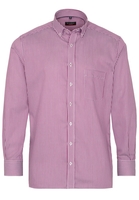 ETERNA LANGE MOUW OVERHEMD MODERN FIT SATIJNBINDING AUBERGINE / WIT