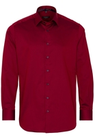 ETERNA LANGE MOUW OVERHEMD MODERN FIT SATIJNBINDING BAKSTEENROOD UNI