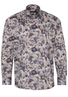 ETERNA LANGE MOUW OVERHEMD MODERN FIT SATIJNBINDING BEIGE/BLAUW PRINT