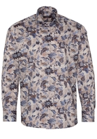 ETERNA LANGE MOUW OVERHEMD MODERN FIT SATIJNBINDING BEIGE/BLAUW PRINT