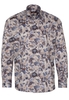ETERNA LANGE MOUW OVERHEMD MODERN FIT SATIJNBINDING BEIGE/BLAUW PRINT