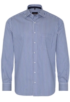 ETERNA LANGE MOUW OVERHEMD MODERN FIT SATIJNBINDING BLAUW/WIT