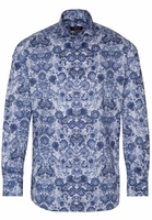 ETERNA LANGE MOUW OVERHEMD MODERN FIT SATIJNBINDING BLAUW/WIT PRINT