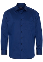 ETERNA LANGE MOUW OVERHEMD MODERN FIT SATIJNBINDING BLAUW/ZWART