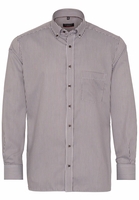 ETERNA LANGE MOUW OVERHEMD MODERN FIT SATIJNBINDING BRUIN/WIT