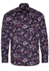 ETERNA LANGE MOUW OVERHEMD MODERN FIT SATIJNBINDING DONKERBLAUW PRINT