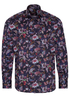 ETERNA LANGE MOUW OVERHEMD MODERN FIT SATIJNBINDING DONKERBLAUW PRINT