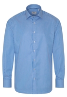 ETERNA LANGE MOUW OVERHEMD MODERN FIT SATIJNBINDING LICHTBLAUW / WIT