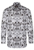 ETERNA LANGE MOUW OVERHEMD MODERN FIT SATIJNBINDING ZWART/WIT PRINT