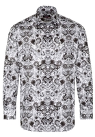 ETERNA LANGE MOUW OVERHEMD MODERN FIT SATIJNBINDING ZWART/WIT PRINT